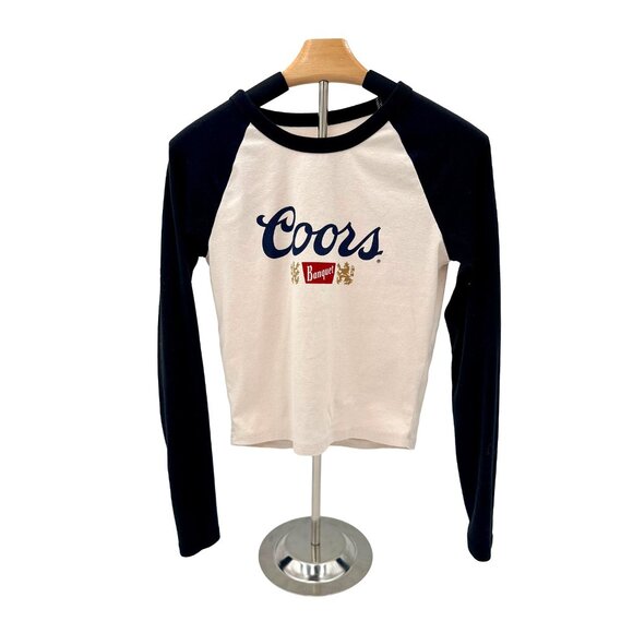 Coors Banquet Beer Crop Raglan Tshirt Womens - Picture 1 of 2